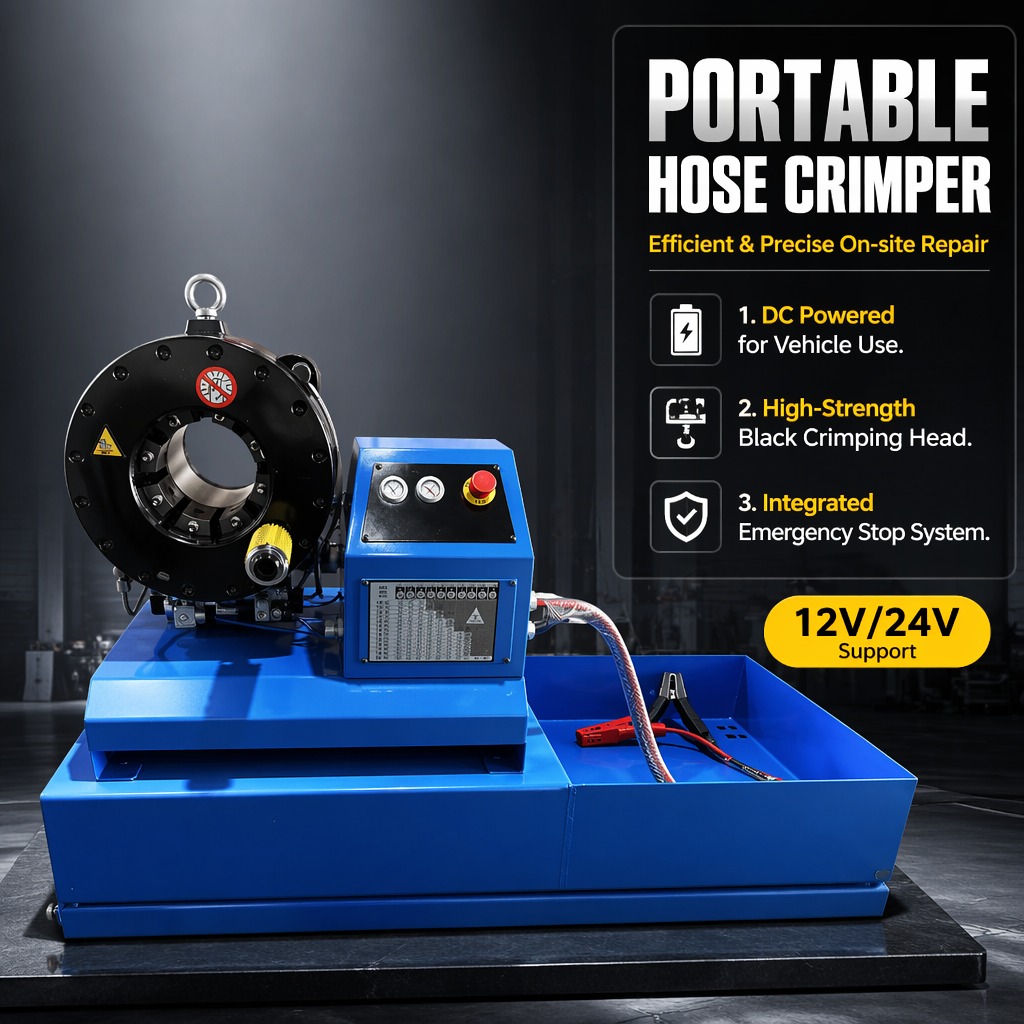 24V 12V Vehicle-Mounted Portable Hydraulic Hose Crimping Machine Mobile Automatic Hose Locking Crimper