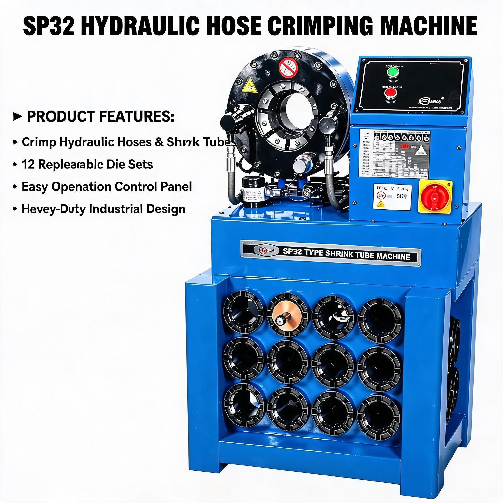 Hydraulic Hose Crimping Machine Swaging Machine SP32 Manual High Pressure Hose Crimping Tool 2 Inch Vehicle-mounted